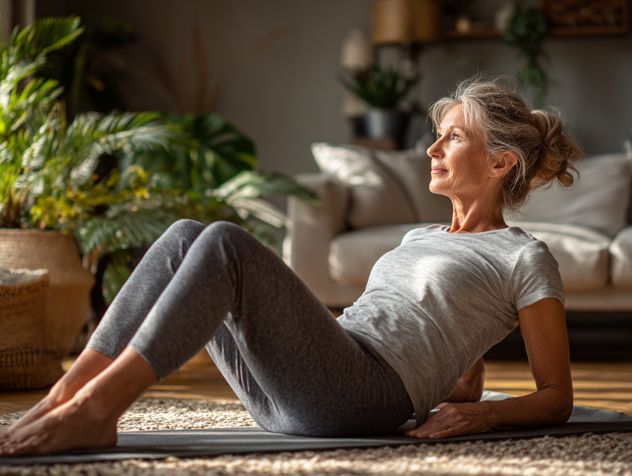 Група старших людей займається йогою в парку